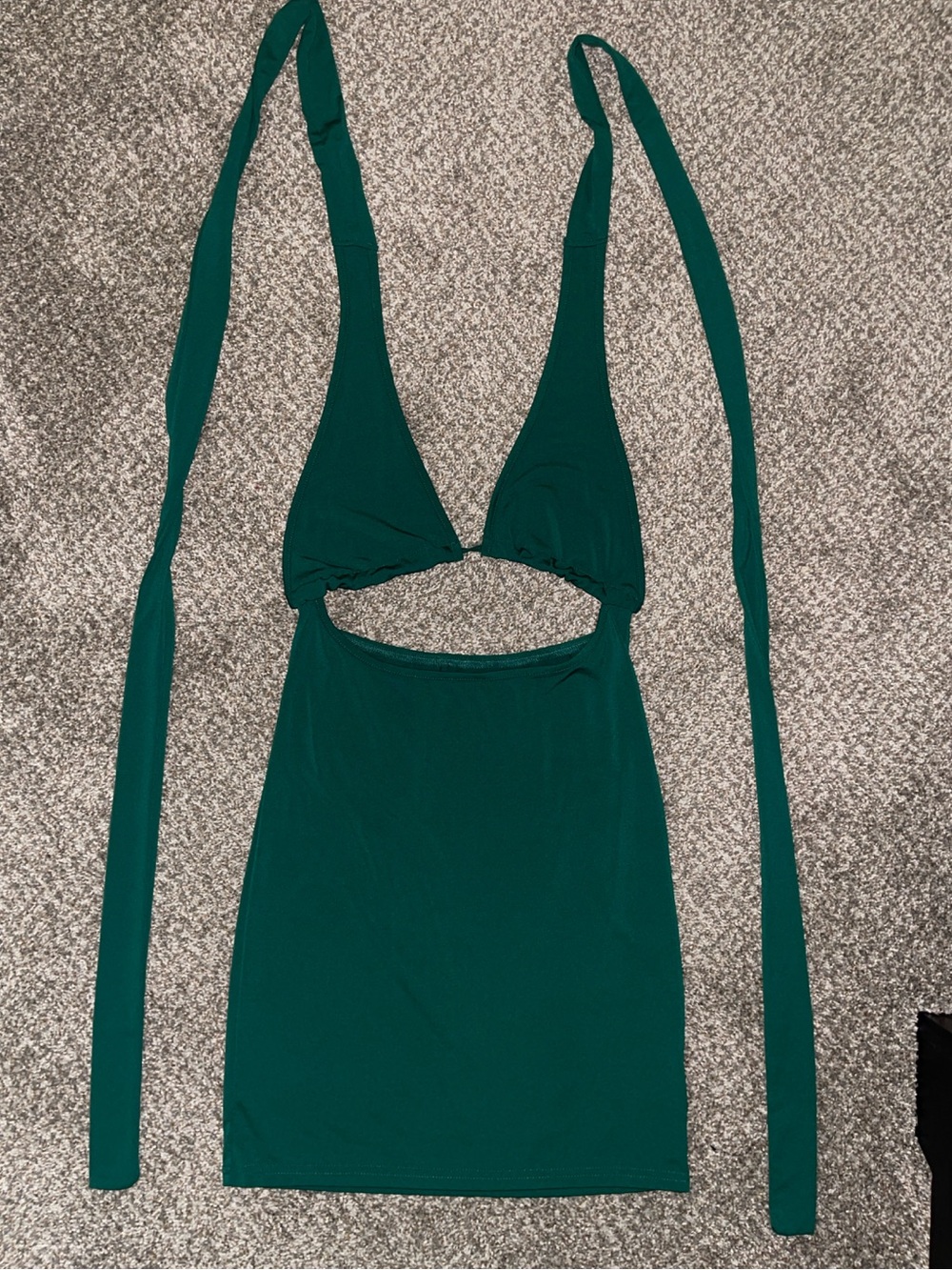 SHEIN Emerald Criss Cross Tie Back Plunging Neck Bodycon Dress